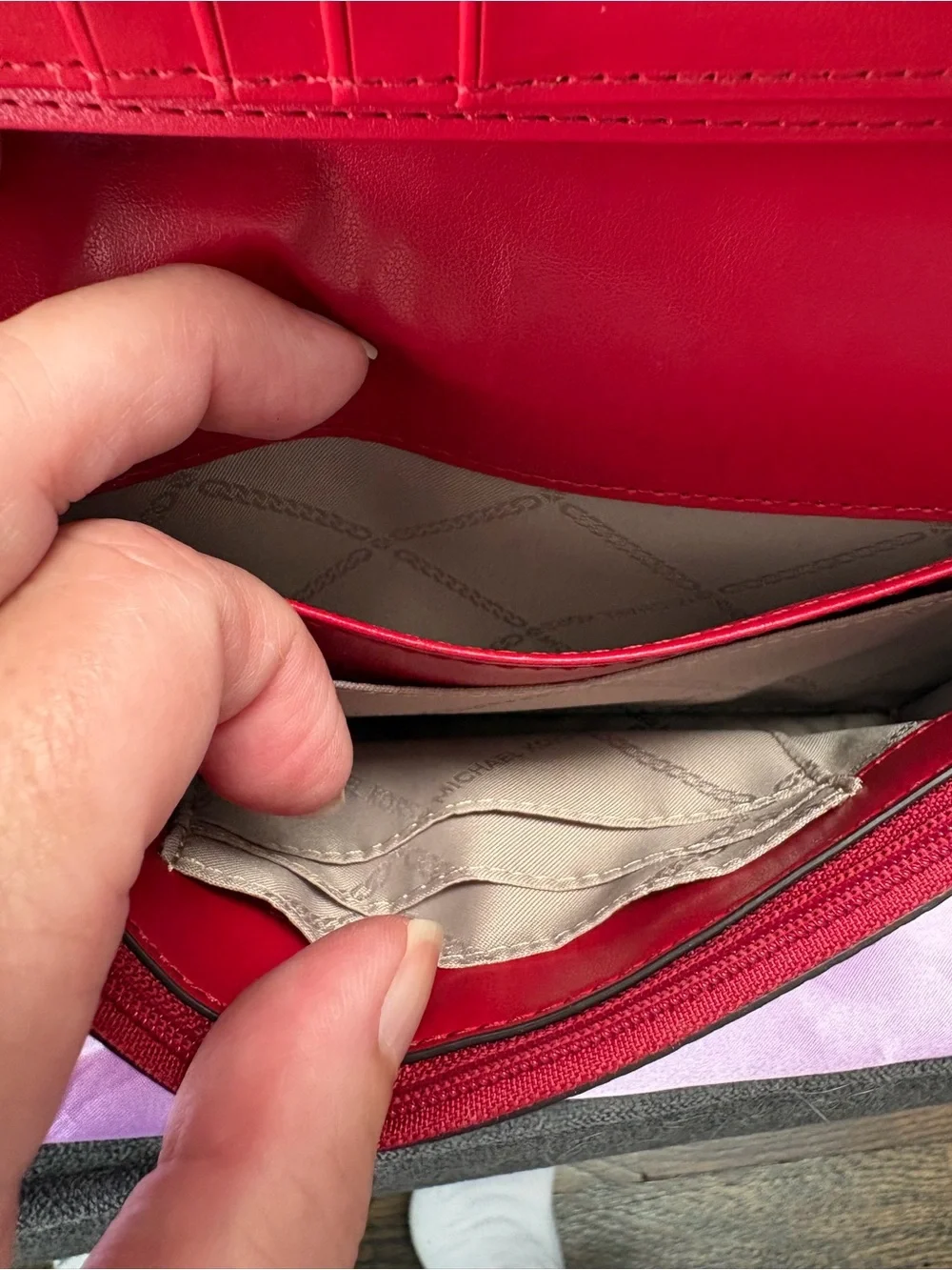 Michael Kors Red Pebbled Leather Crossbody Wallet